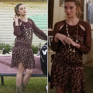 NWT Isabel Marant Etoile Prewitt Dress Burgundy Floral Boho Schitts Creek 38